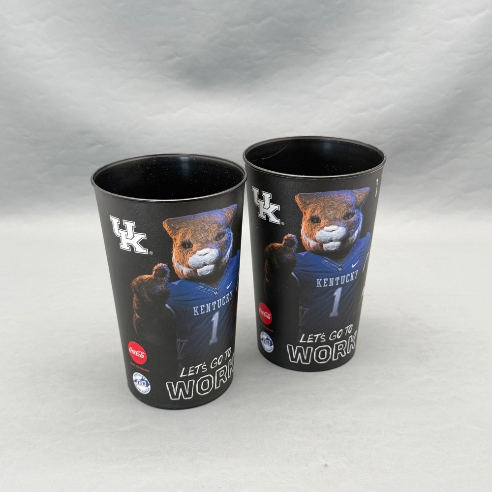Lot of 2 Kentucky Wildcats Kroger Field 32 Oz Souvenir Plastic Cups Let's Work